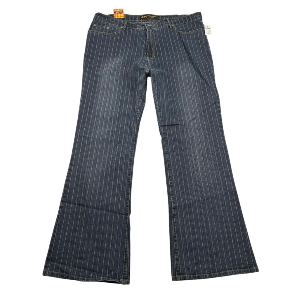 Vintage Hot 2 Handle Jeans Womens 20 Pinstripe Flared Denim Y2K 90s Dead Stock